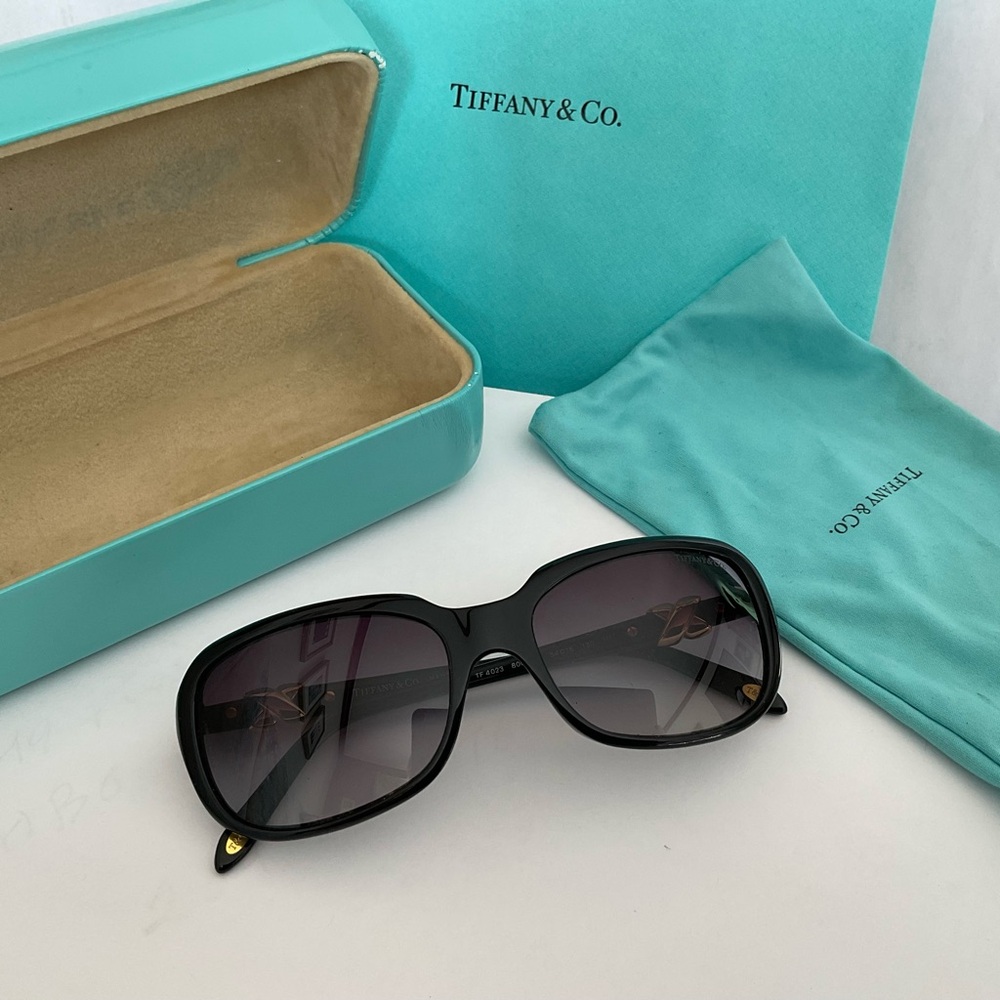 Tiffany & Co. Black Sunglasses with Teal Case - Picture 3 of 8